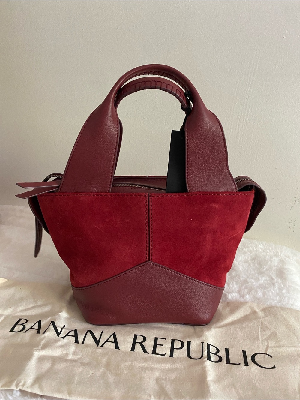 Banana Republic Leather & Suede Mini Tote Bag in Dark Cherry Red - A Steal Deal!